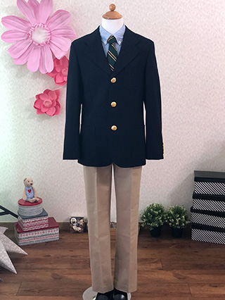 ラルフローレン 紺ブレザーとチノパンのスーツ(緑ネクタイ) 150 / ブランドフォーマル子ども服レンタル シンディキッズ