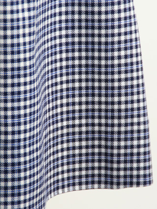 ファミリア　紺×白チェックの半袖ワンピース　120