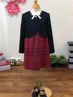 バーバリー 赤チェックジャンパースカートとボレロのアンサンブル 120  