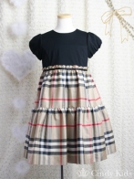 バーバリー ノバチェック柄ティアードスカートのドレス 130 140 ブランドフォーマル子ども服レンタル シンディキッズ
