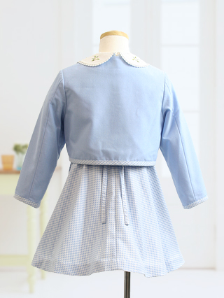 ポンポネット　水色のワンピースアンサンブル　 110