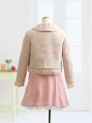 ポンポネット 　ツイードジャケットにピンクスカートのアンサンブル　130