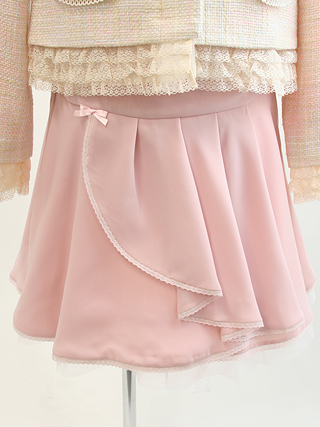 ポンポネット 　ツイードジャケットにピンクスカートのアンサンブル　130