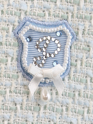 ポンポネット 清楚な水色ジャケットとシフォンプリーツスカートのスーツ　120