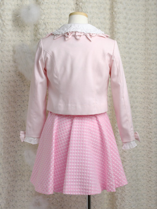 メゾピアノ　リボンがいっぱいピンクのアンサンブル　120