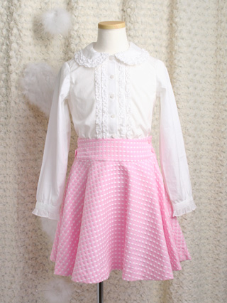 メゾピアノ　リボンがいっぱいピンクのアンサンブル　120