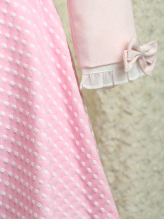 メゾピアノ　リボンがいっぱいピンクのアンサンブル　120