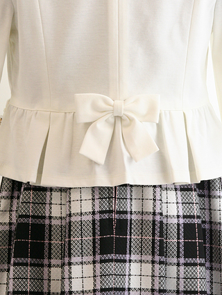 組曲 チェックのスカートと白ジャケットのアンサンブル　110(セット内容:ワンピース・ジャケット)