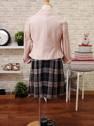 組曲　黒とベージュピンクのワンピースアンサンブル　120