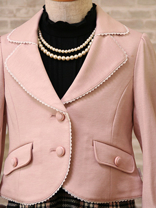 組曲　黒とベージュピンクのワンピースアンサンブル　120