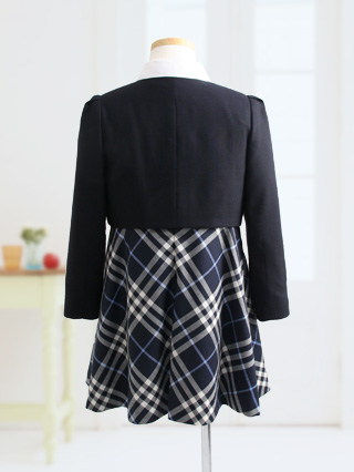 バーバリー　紺系ノバチェックのジャンスカとボレロ　110/120(サイズ:120)