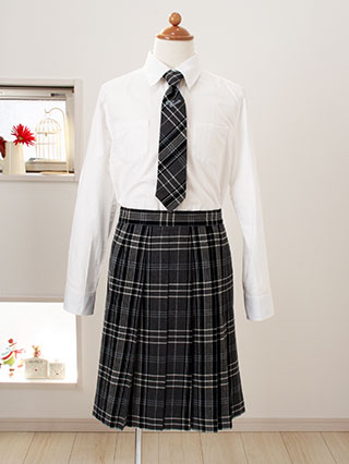 ポンポネット　濃グレージャケットと細プリーツスカートスーツ　160