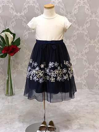 組曲　ネイビーのチュールワンピース　100/110　(サイズ:100)