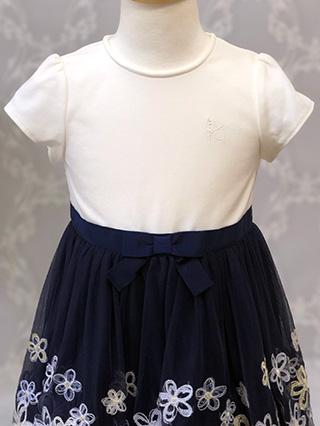 組曲　ネイビーのチュールワンピース　100/110　(サイズ:100)