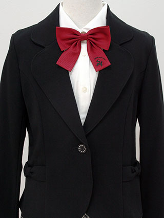 ポンポネット　黒白モノトーンスーツに赤リボンのスーツ　165