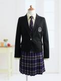 ブルークロスガールズ　紫チェックと黒ジャケットスーツ　150