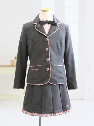 メゾピアノ グレーにパステルチェックフリルのセレモニースーツ 150【販売商品】