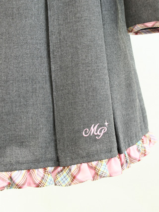 メゾピアノ グレーにパステルチェックフリルのセレモニースーツ 150【販売商品】