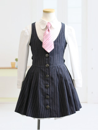 メゾピアノ ストライプワンピースのセレモニースーツ 120【販売商品】
