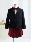 バーバリー　濃紺ジャケットと赤ノバチェックスカートスーツ　120
