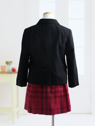 バーバリー　濃紺ジャケットと赤ノバチェックスカートスーツ　120