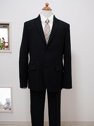 バーバリー ストライプの黒スーツ(ノバチェックネクタイ) 160 / ブランドフォーマル子ども服レンタル シンディキッズ