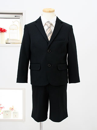バーバリー　黒スーツ(ノバストライプネクタイ)　110/130(サイズ:130)