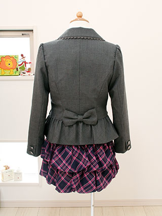 メゾピアノ　グレージャケットとバルーンスカートのスーツ　150/160(サイズ:150)