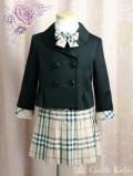 バーバリー　黒ジャケットとノバチェック柄スカートのスーツ　110
