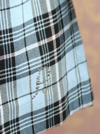 ポンポネット　デニムジャケットに水色のスカートのスーツ　150