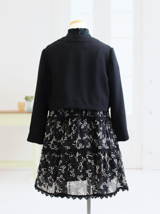 組曲　リボン模様のワンピースアンサンブル　130(セット内容:ワンピース・ジャケット)