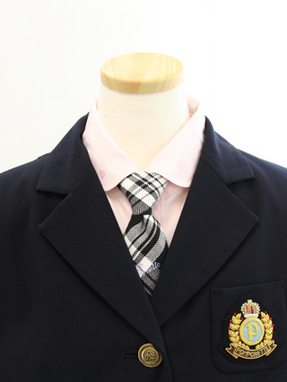 ポンポネット　紺ブレザーにチェック柄スカートのスーツ　150