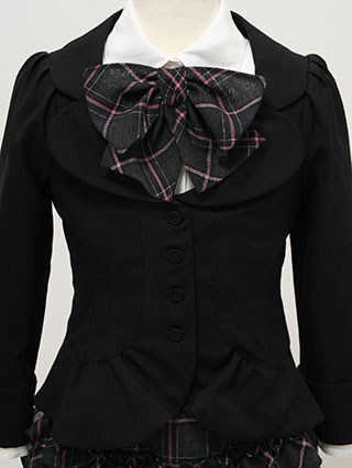 メゾピアノ　黒ジャケットと4段フリルセレモニースーツ　120