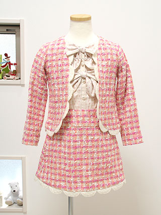 メゾピアノ　チェック柄ツイード素材のセレモニースーツ　120