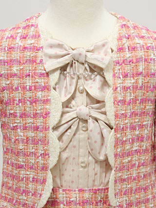 メゾピアノ　チェック柄ツイード素材のセレモニースーツ　120