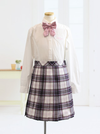メゾピアノ 紺ブレザーにチェックスカートのスーツ 160