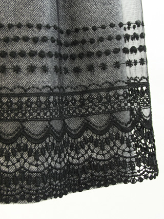 組曲　レースチュールの黒ワンピースドレス　130