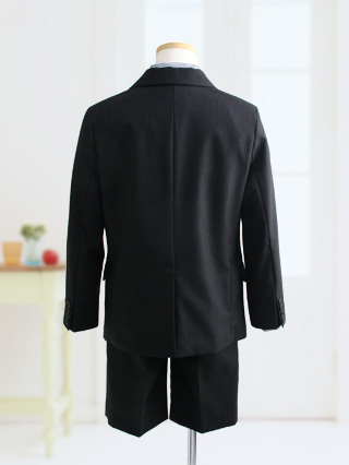 ブルークロス　黒ピンストライプ・グレーネクタイスーツ　120