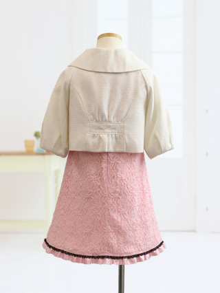 メゾピアノ ピンクレースのワンピースとジャケット 120