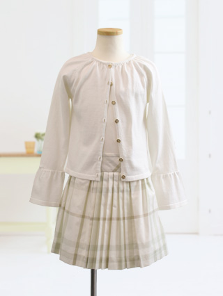 バーバリー ニットアンサンブルとチェックのスカート 130(セット内容:カーディガン・カットソー・スカート)
