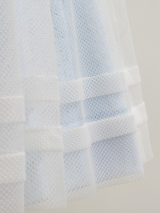 ポンポネット　水色ワンピースにチュールレースのドレス　100