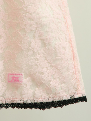 メゾピアノ ピンクレースワンピースと黒ジャケットのアンサンブル 120