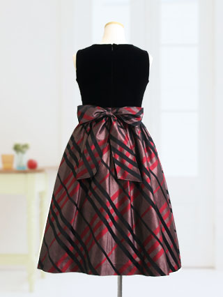 バーバリー 光沢のあるのチェック(赤)の豪華なドレス 140