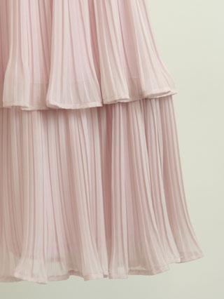 組曲　レースとシフォンプリーツのワンピース(ピンク)　140