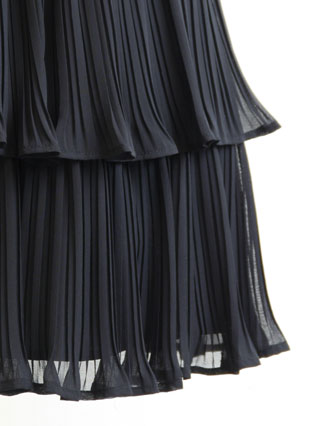 組曲　レースとシフォンプリーツのワンピース(黒)　140