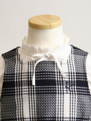 組曲　黒×白チェックのジャンパースカートとボレロ　110