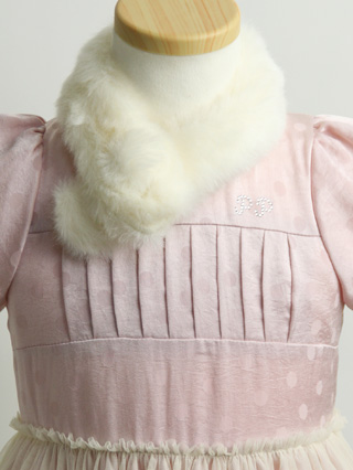 ポンポネット　ティペット付優しいピンクのドレス　100