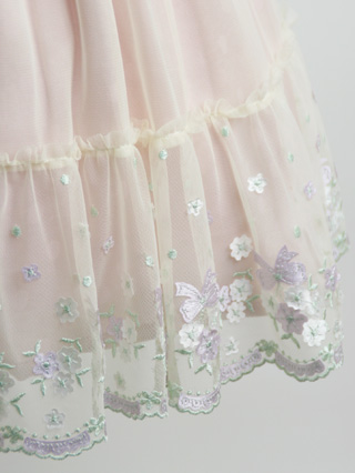 ポンポネット　ティペット付優しいピンクのドレス　100