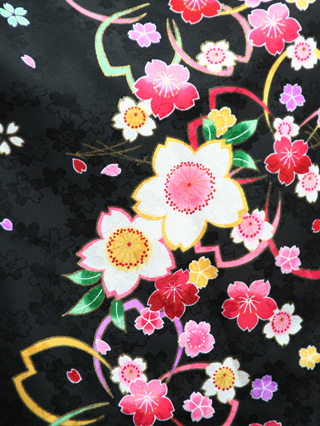 陽気な天使　三歳女児被布セット(黒・白・ピンク)