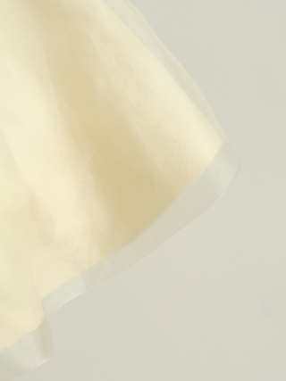 メゾピアノ 薄い黄色のチュールレースのミニドレス 120